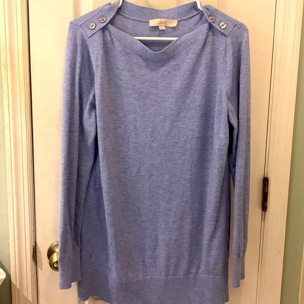 LOFT Light Blue Boat Neck Sweater